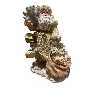 Pastel‎ Glitter Resin Santa Suit W/  Bag Of Toys & Christmas Tree Holiday